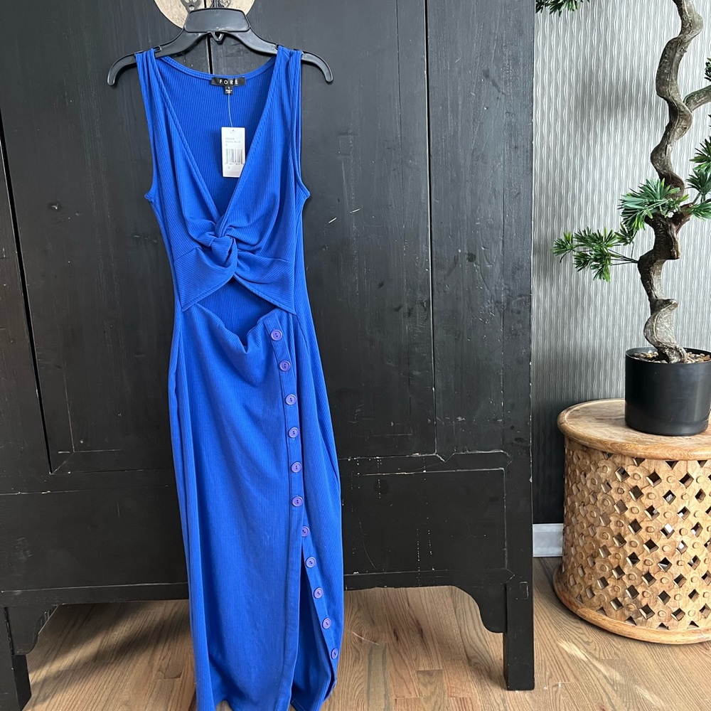 Blue Asymmetrical Ruched Wrap Cocktail Dress